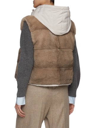 Back View - Click To Enlarge - KRUF - Hooded Mink Fur Reversible Puffer Vest