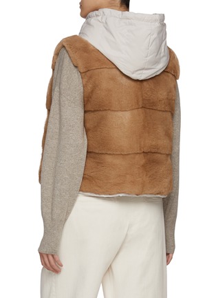 Back View - Click To Enlarge - KRUF - Hooded Mink Fur Reversible Puffer Vest