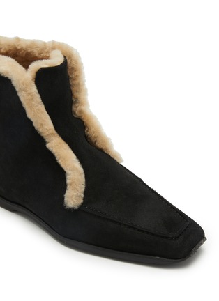 Detail View - Click To Enlarge - TOTEME - Shearling Edge Flat Suede Boots