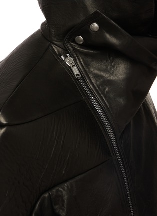  - RICK OWENS  - Cropped Hooded Stooges Leather Jacket