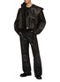 Figure View - Click To Enlarge - RICK OWENS  - Cropped Hooded Stooges Leather Jacket
