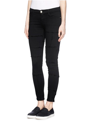 Front View - Click To Enlarge - FRAME - 'Le Skinny de Jeanne' frayed panel jeans