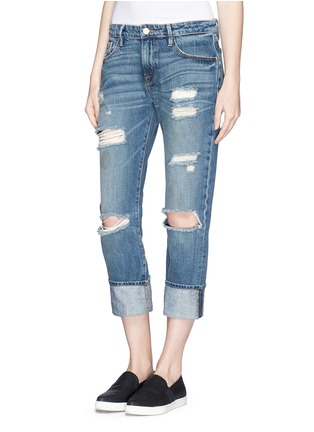 Front View - Click To Enlarge - FRAME - 'Le Grand Garçon' distressed cotton jeans