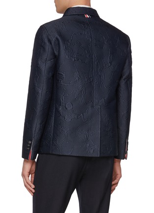 Back View - Click To Enlarge - THOM BROWNE - Olympic Metalasse Jacquard Pocket Cotton Silk Blend Blazer