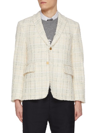 Main View - Click To Enlarge - THOM BROWNE - Frayed Edge Cotton Wool Blend Blazer