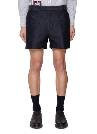 Main View - Click To Enlarge - THOM BROWNE - Olympic Metalasse Jacquard Cotton Silk Blend Shorts