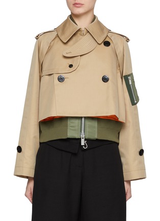 Main View - Click To Enlarge - SACAI - Two Toned Layered Short Trench Jacket