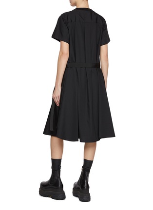 Back View - Click To Enlarge - SACAI - Hybrid Jersey Cotton Poplin Pleated Dress