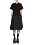 Main View - Click To Enlarge - SACAI - Hybrid Jersey Cotton Poplin Pleated Dress