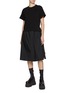 Figure View - Click To Enlarge - SACAI - Hybrid Jersey Cotton Poplin Pleated Dress