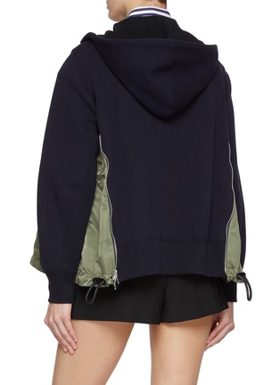 Back View - Click To Enlarge - SACAI - Sponge Sweat Nylon Hybrid Hoodie