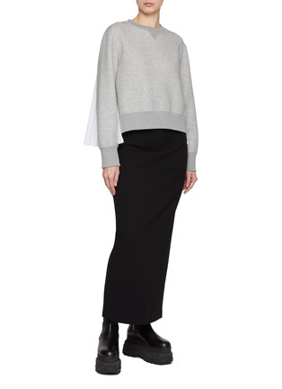 Figure View - Click To Enlarge - SACAI - Sponge Sweat Poplin Hybrid Sweatshirt