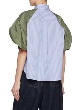 Back View - Click To Enlarge - SACAI - Puff Sleeve Cotton Nylon Hybrid Shirt