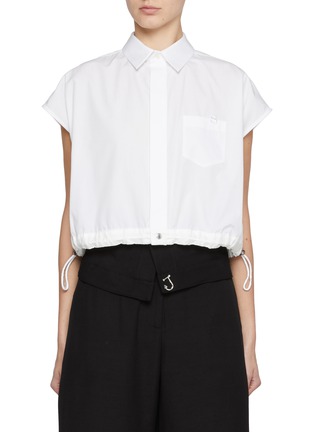 Main View - Click To Enlarge - SACAI - Cap Sleeve Drawstring Hem Shirt