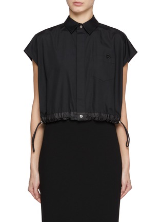 Main View - Click To Enlarge - SACAI - Cap Sleeve Drawstring Hem Shirt