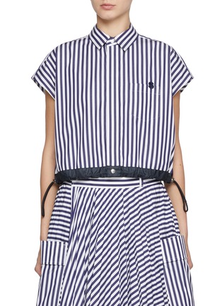 Main View - Click To Enlarge - SACAI - Cap Sleeve Drawstring Hem Shirt