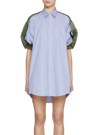 Main View - Click To Enlarge - SACAI - Hybrid Puff Sleeve Shirt Dress