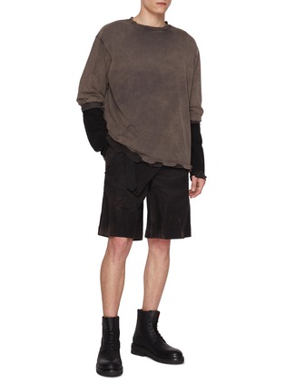 Figure View - Click To Enlarge - JIYONGKIM - Sun-Bleached Wrapped Front Cotton Shorts