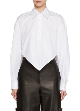 Main View - Click To Enlarge - ALEXANDERWANG - Cropped Diamond Hem Cotton Shirt