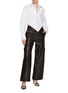 Figure View - Click To Enlarge - ALEXANDERWANG - Cropped Diamond Hem Cotton Shirt