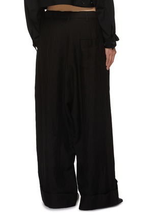 Back View - Click To Enlarge - YOHJI YAMAMOTO - D-ring Wide Leg Linen Cupro Pants