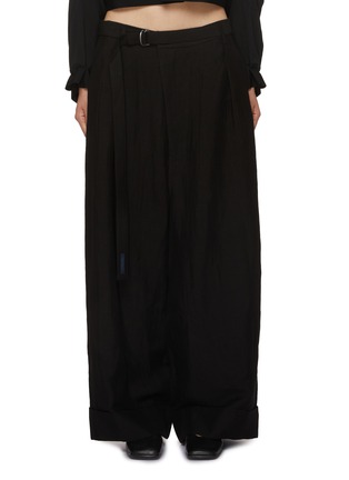 Main View - Click To Enlarge - YOHJI YAMAMOTO - D-ring Wide Leg Linen Cupro Pants