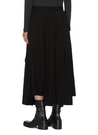 Back View - Click To Enlarge - YOHJI YAMAMOTO - Pleated Asymmetric Flared Hem Skirt