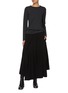 Figure View - Click To Enlarge - YOHJI YAMAMOTO - Pleated Asymmetric Flared Hem Skirt