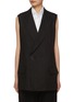 Main View - Click To Enlarge - YOHJI YAMAMOTO - Single Breasted Pinstripe Linen Cotton Gilet