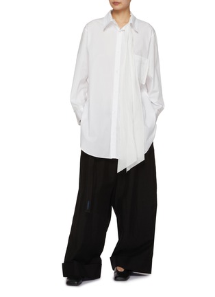 Figure View - Click To Enlarge - YOHJI YAMAMOTO - Asymmetric Front Panel Cotton Shirt