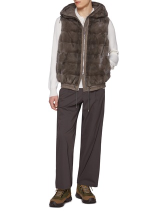 Figure View - Click To Enlarge - KRUF - Elasticated Hem Mink Fur Hooded Vest