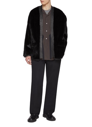 Figure View - Click To Enlarge - KRUF - Leather Trim Mink Fur Kimono Jacket