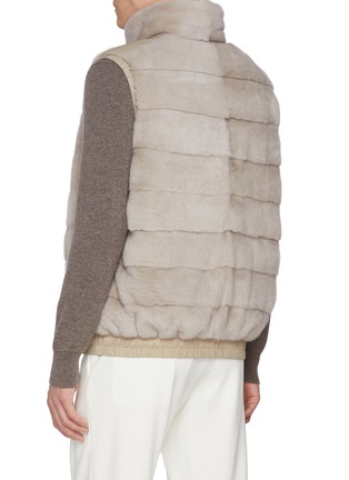 Back View - Click To Enlarge - KRUF - Stand Collar Elasticated Hem Mink Fur Vest