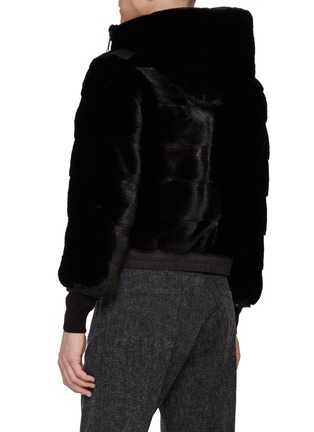 Back View - Click To Enlarge - KRUF - Elasticated Hem Mink Fur Hooded Jacket