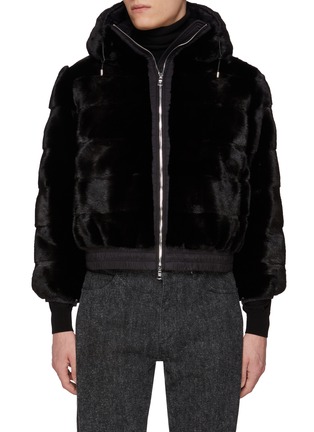 Main View - Click To Enlarge - KRUF - Elasticated Hem Mink Fur Hooded Jacket