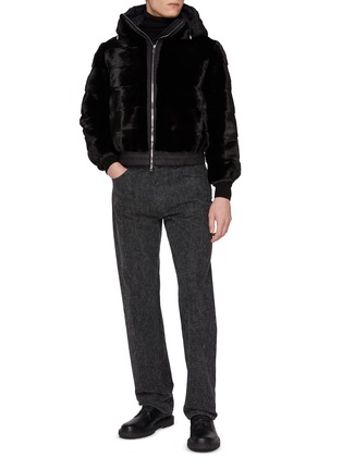 Figure View - Click To Enlarge - KRUF - Elasticated Hem Mink Fur Hooded Jacket