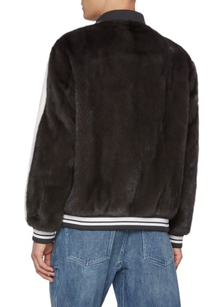 Back View - Click To Enlarge - KRUF - Mink Fur Striped Bomber Jacket