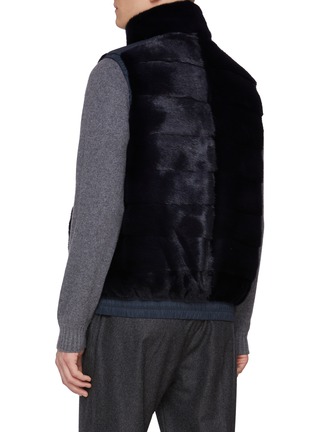 Back View - Click To Enlarge - KRUF - Stand Collar Elasticated Hem Mink Fur Vest