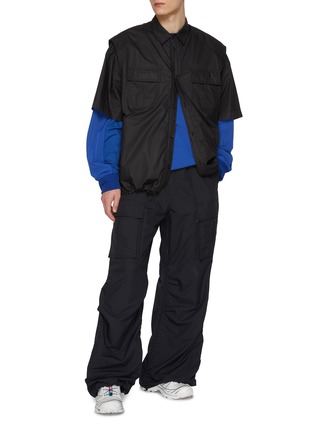 Figure View - Click To Enlarge - JUUN.J - Detachable Sleeve Pocket Cotton Work Shirt