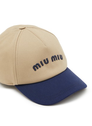 Detail View - Click To Enlarge - MIU MIU ACCESSORIES - Drill Cotton Baseball Cap