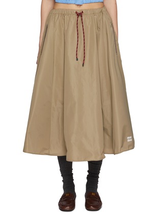 Main View - Click To Enlarge - MIU MIU - Flared Cord Drawstring Midi Skirt