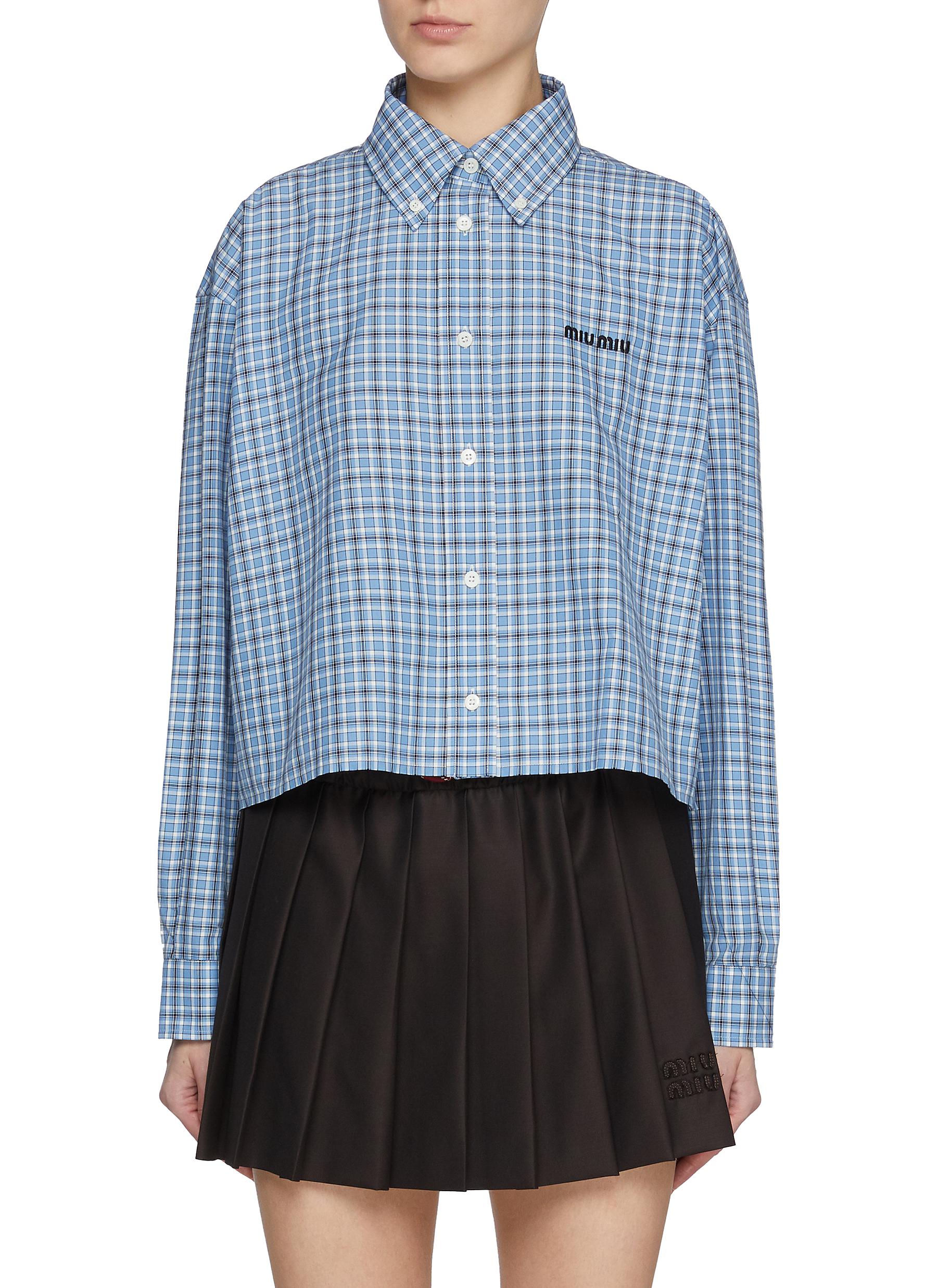 Miu Miu Cropped Checkered Shirt