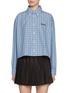 Main View - Click To Enlarge - MIU MIU - Cropped Check Cotton Shirt