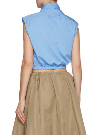 Back View - Click To Enlarge - MIU MIU - Lavallière Crop Cotton Poplin Shirt