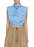 Main View - Click To Enlarge - MIU MIU - Lavallière Crop Cotton Poplin Shirt