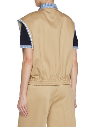 Back View - Click To Enlarge - MIU MIU - Double Layered Cap Sleeve Cotton Gilet