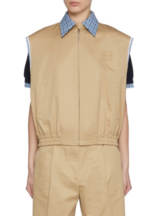 Main View - Click To Enlarge - MIU MIU - Double Layered Cap Sleeve Cotton Gilet