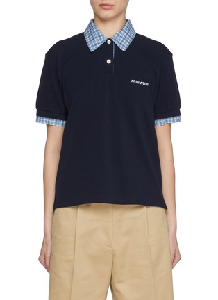 Main View - Click To Enlarge - MIU MIU - Double Layer Cotton Polo Shirt