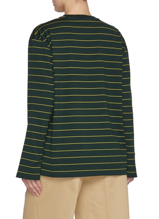 Back View - Click To Enlarge - MIU MIU - Oversized Striped Cotton Jersey T-shirt