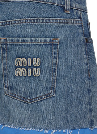  - MIU MIU - Poplin Trim Medium Wash Denim Mini Skirt